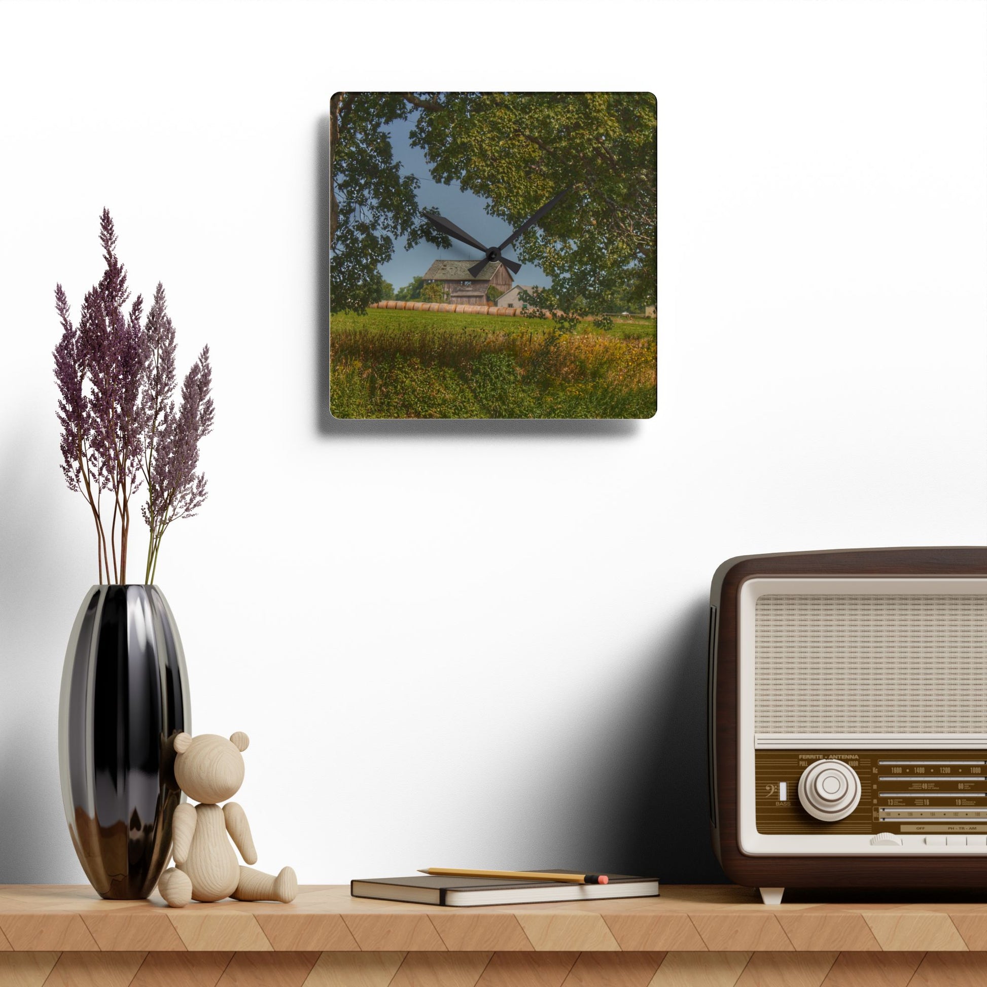 Rustic Farmhouse Wall Clock featuring Treasure Road Hay Barn