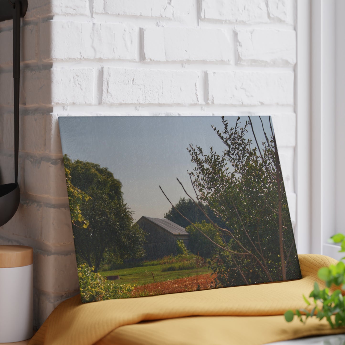 U R There Photography Clifford Hidden Grey Rustic Farmhouse Tempered-Glass Cutting Board