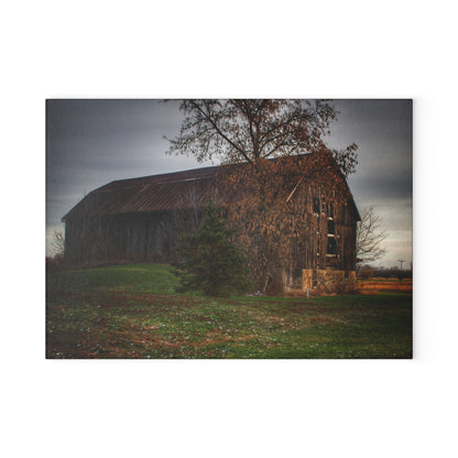 U R There Photography Melvin Grey Rustic Farmhouse Tempered-Glass Cutting Board