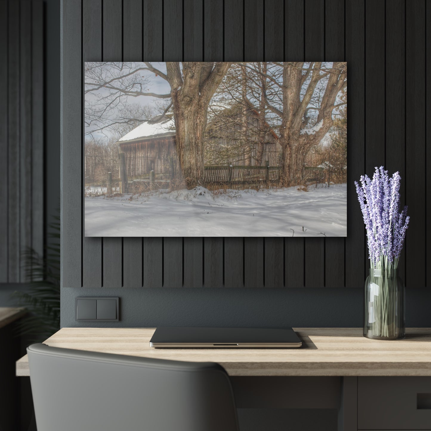 U R There Photography English Road Grey Rustic Farmhouse Acrylic Wall Print