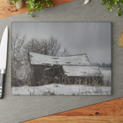 U R There Photography Grey Shacks of Mayville Rustic Farmhouse Tempered-Glass Cutting Board