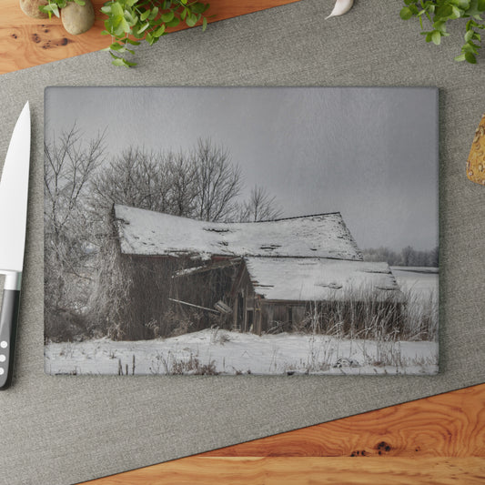 U R There Photography Grey Shacks of Mayville Rustic Farmhouse Tempered-Glass Cutting Board