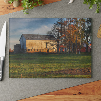 U R There Photography Peck Road White Rustic Farmhouse Tempered-Glass Cutting Board