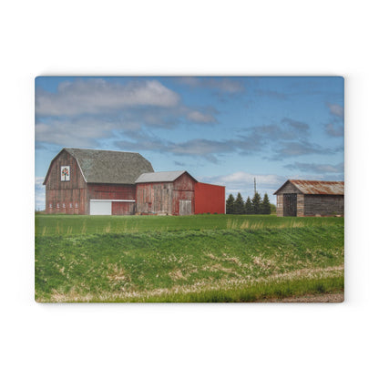 U R There Photography Unionville Reds Rustic Farmhouse Tempered-Glass Cutting Board