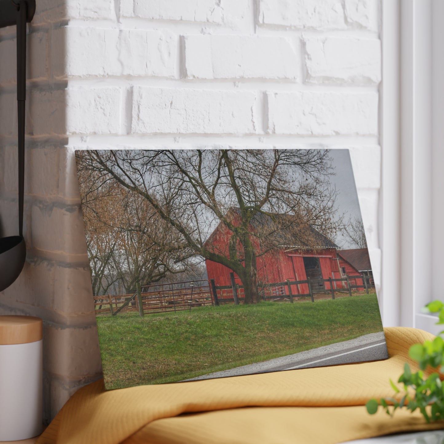 U R There Photography M-21 Roadside Stable I Rustic Farmhouse Tempered-Glass Cutting Board