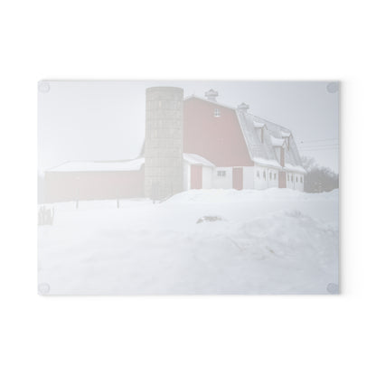 U R There Photography South Elba Block Red Rustic Farmhouse Tempered-Glass Cutting Board