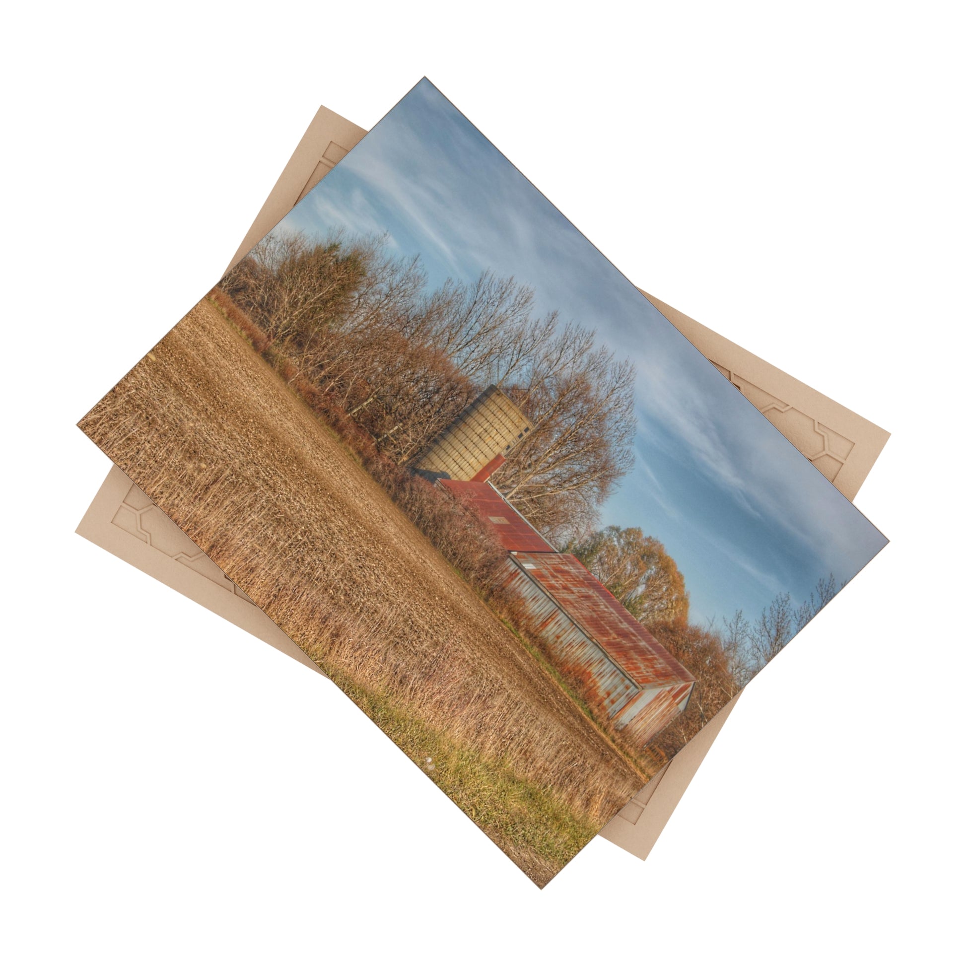 U R There Photography Brief Road Blue Rustic Farmhouse Decorative Ceramic Tile 6" × 8" Glossy