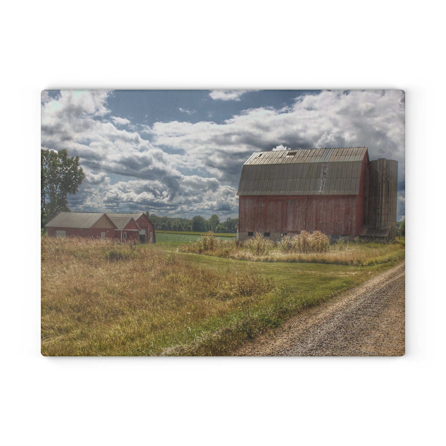 U R There Photography Haines Road Reds Rustic Farmhouse Tempered-Glass Cutting Board