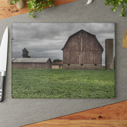 U R There Photography Van Geisen Road Grey Rustic Farmhouse Tempered-Glass Cutting Board