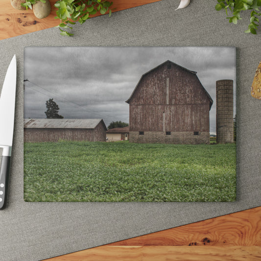 U R There Photography Van Geisen Road Grey Rustic Farmhouse Tempered-Glass Cutting Board