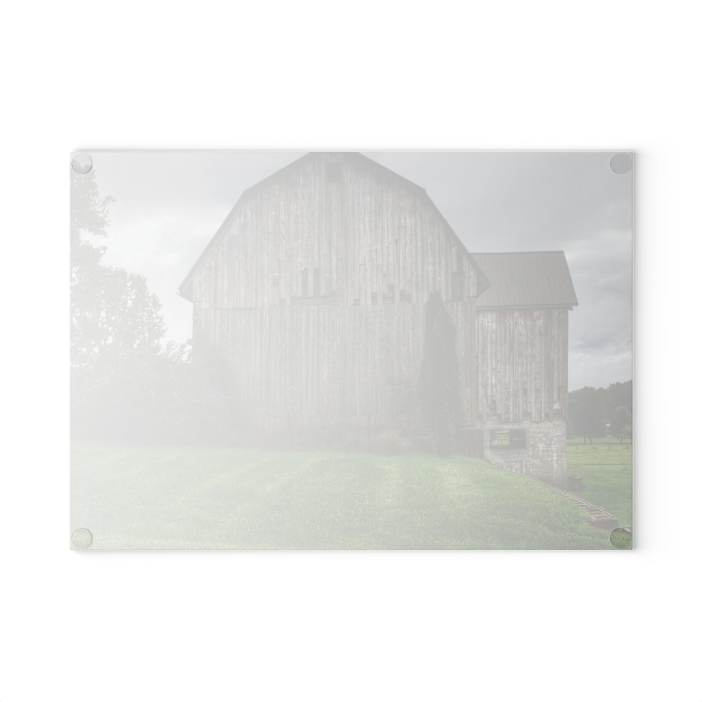 U R There Photography Dequindre Road Grey III Rustic Farmhouse Tempered-Glass Cutting Board