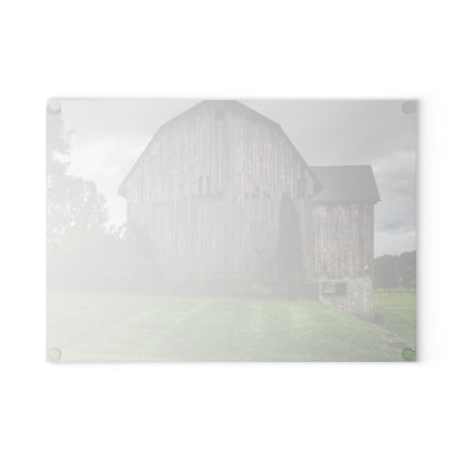 U R There Photography Dequindre Road Grey III Rustic Farmhouse Tempered-Glass Cutting Board