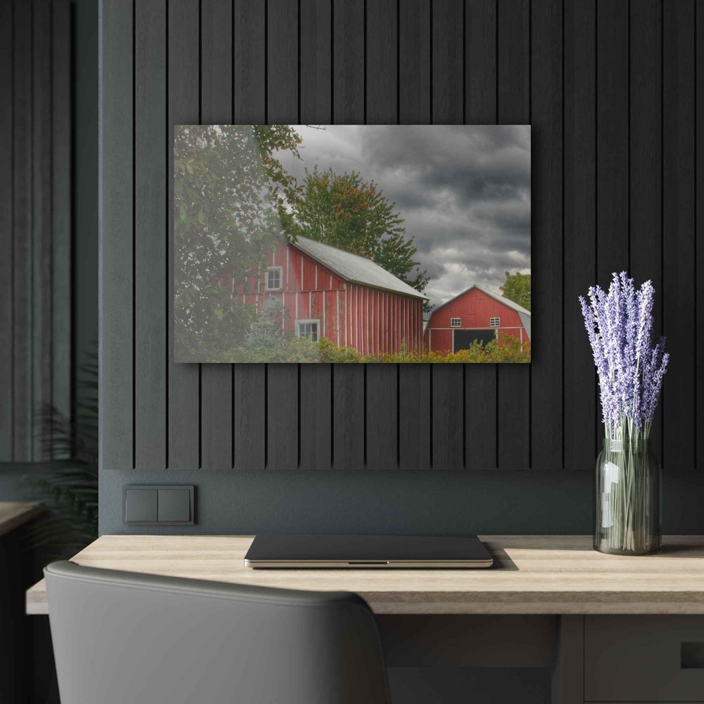 U R There Photography Pinstripe Barn and Buddy I Rustic Farmhouse Acrylic Wall Print
