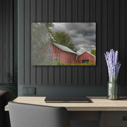 U R There Photography Pinstripe Barn and Buddy I Rustic Farmhouse Acrylic Wall Print