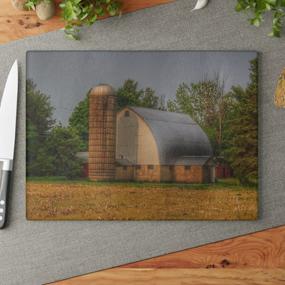 U R There Photography Carpenter Road White II Rustic Farmhouse Tempered-Glass Cutting Board