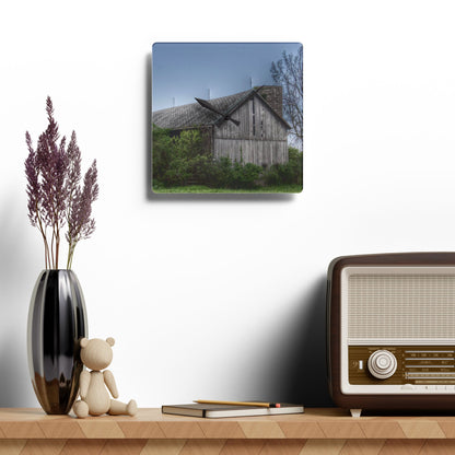 U R There Photography Wilder Road Grey I Rustic Farmhouse Acrylic Analog Wall Clock