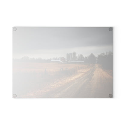 U R There Photography Across the Field on Daley Road Rustic Farmhouse Tempered-Glass Cutting Board