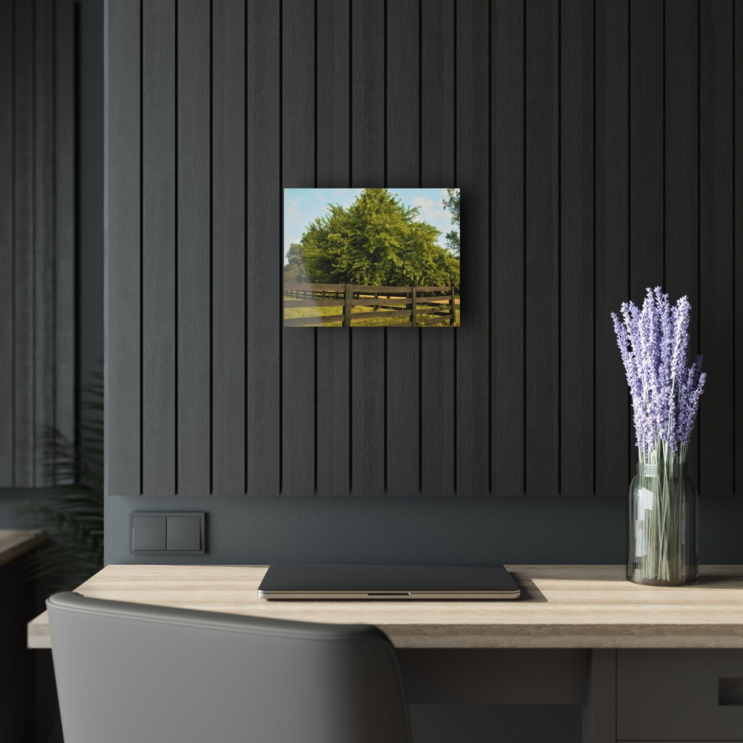 U R There Photography Country Fence and Tree in Metamora Rustic Farmhouse Acrylic Wall Print