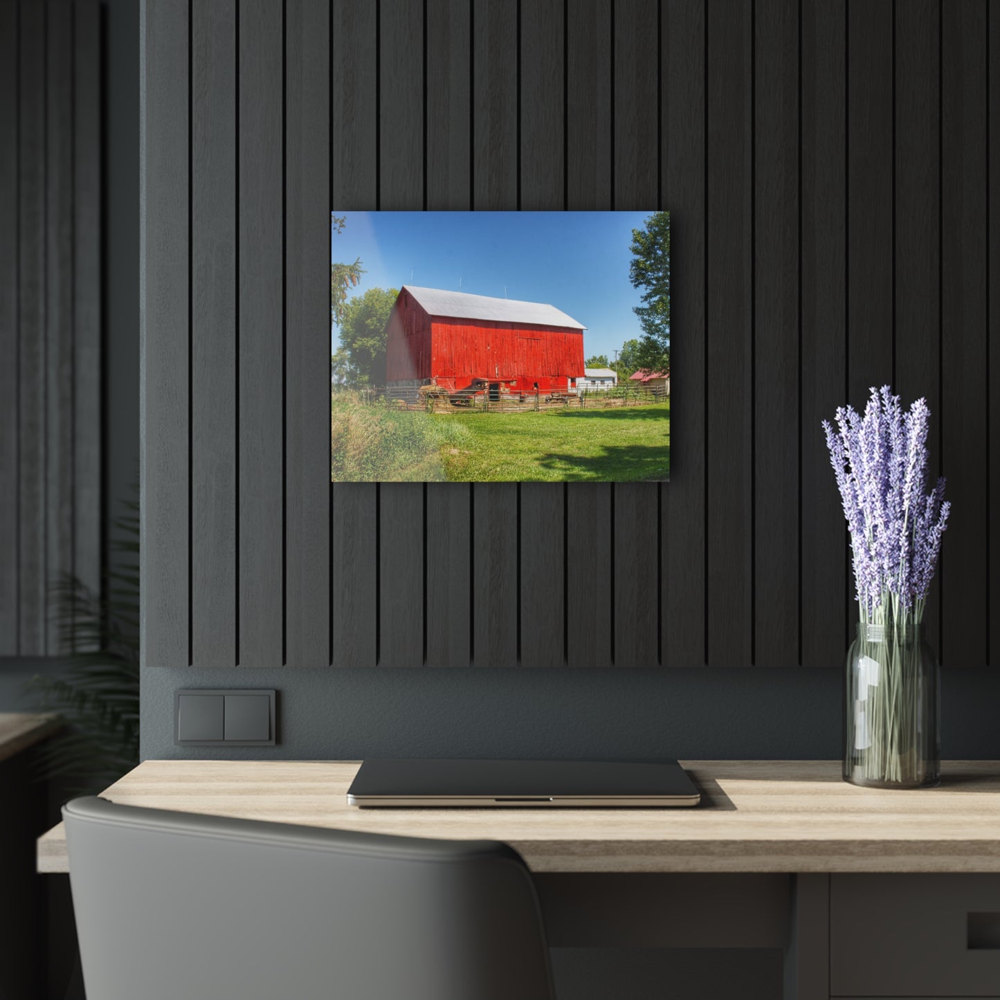 U R There Photography Harris Road Red Rustic Farmhouse Acrylic Wall Print