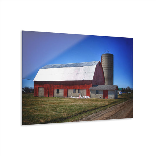 U R There Photography Burt Road Red and Silo Rustic Farmhouse Acrylic Wall Print