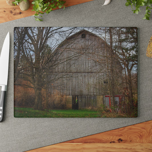 U R There Photography West Murphy Lake Road Grey Rustic Farmhouse Tempered-Glass Cutting Board