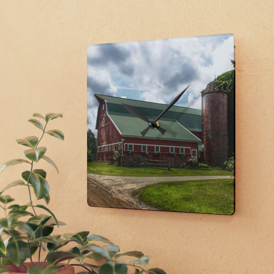 U R There Photography Metamora Country Red Rustic Farmhouse Acrylic Analog Wall Clock