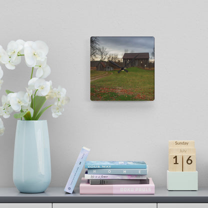 U R There Photography Roadside Greys of Carsonville Rustic Farmhouse Acrylic Analog Wall Clock