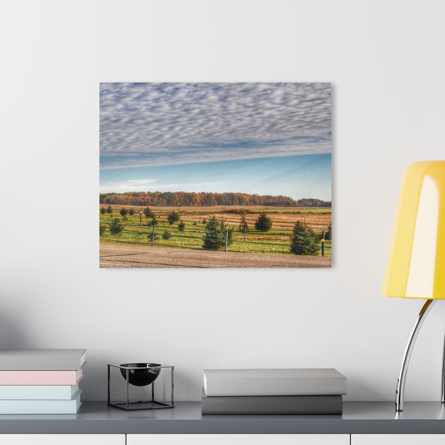 U R There Photography Fences, Firs and Fall Rustic Farmhouse Acrylic Wall Print