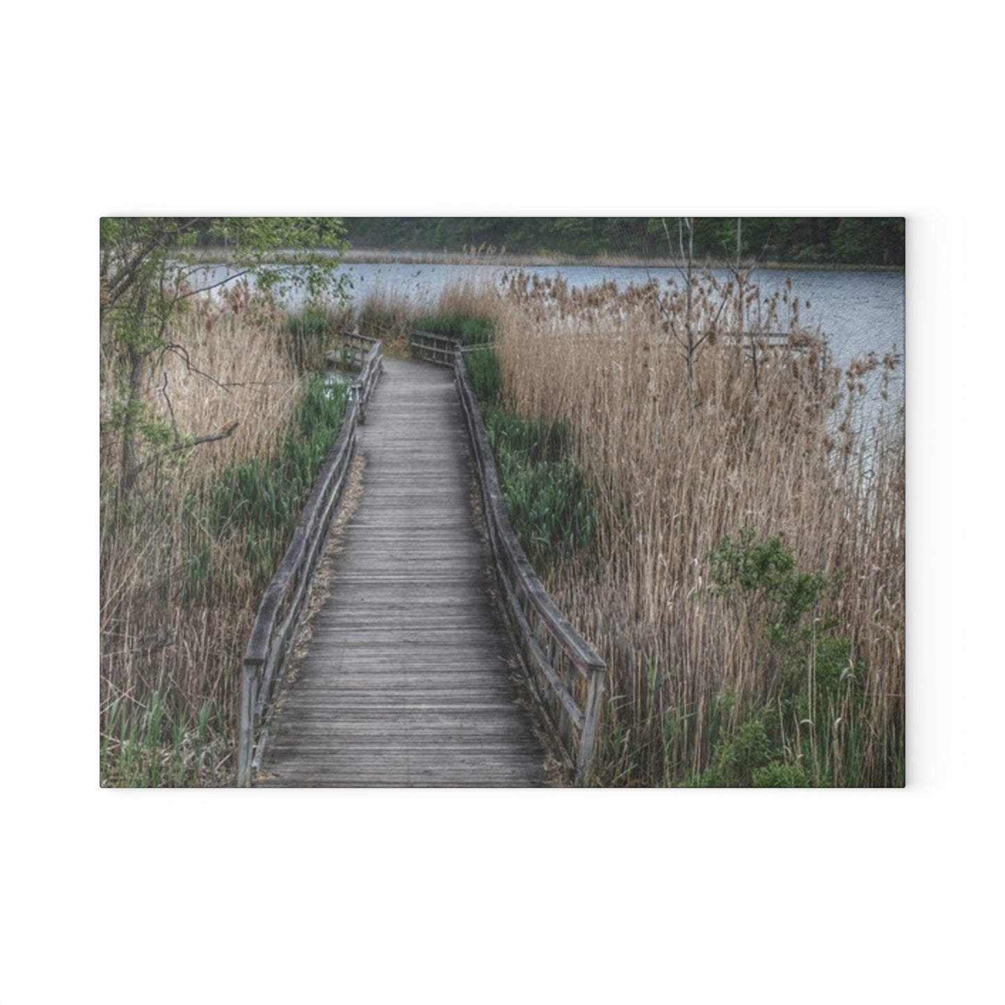 U R There Photography Linear Park Bridge in Lapeer II Rustic Farmhouse Tempered-Glass Cutting Board