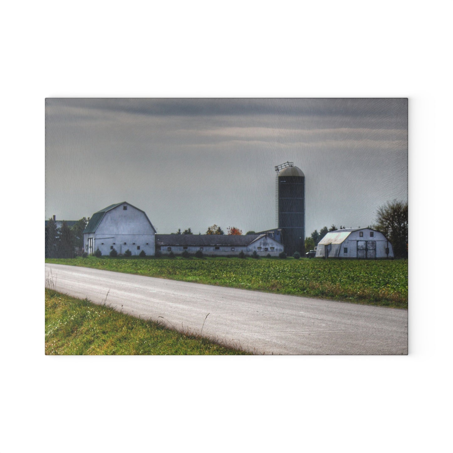 U R There Photography South Block Road Farm Rustic Farmhouse Tempered-Glass Cutting Board