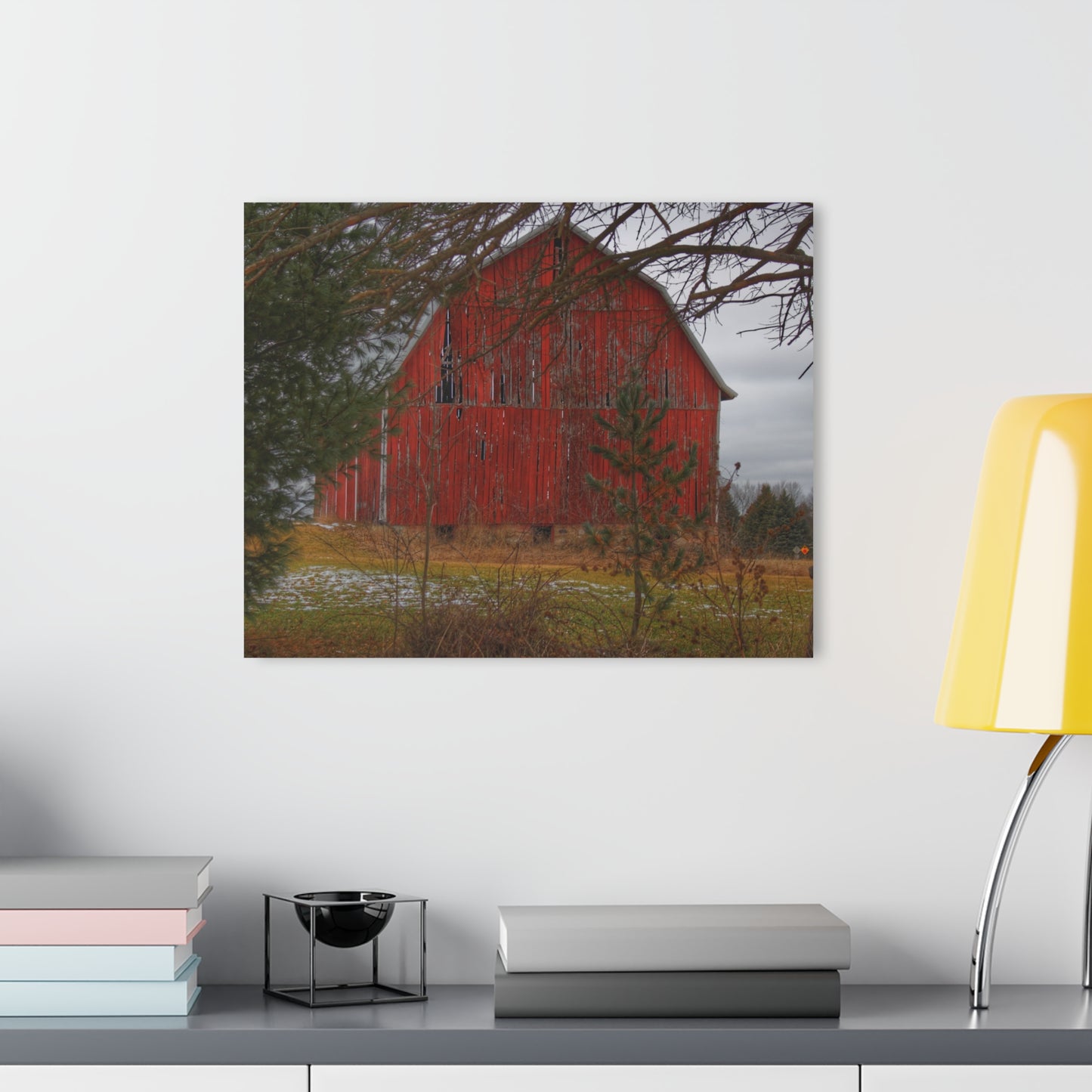 U R There Photography Johnsonmill Road Hidden Red Rustic Farmhouse Acrylic Wall Print