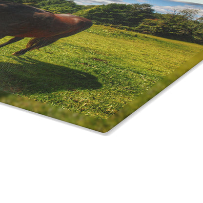 U R There Photography Brown Beauty II Rustic Farmhouse Tempered-Glass Cutting Board
