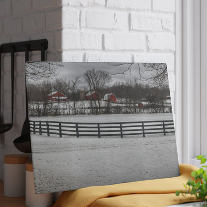 U R There Photography Barns of Barber Road II Rustic Farmhouse Tempered-Glass Cutting Board