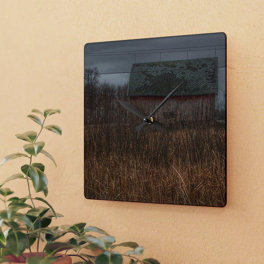 U R There Photography Brown Road Rustic Rustic Farmhouse Acrylic Analog Wall Clock
