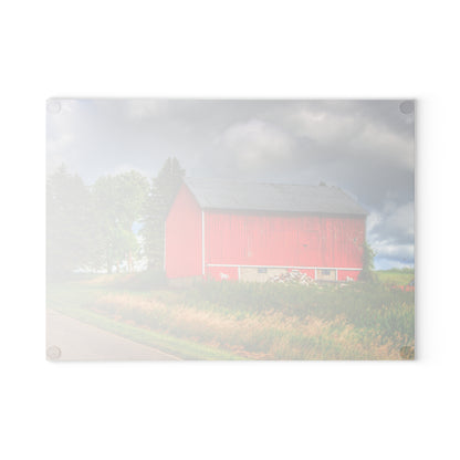 U R There Photography West Brown Horse Barn I Rustic Farmhouse Tempered-Glass Cutting Board