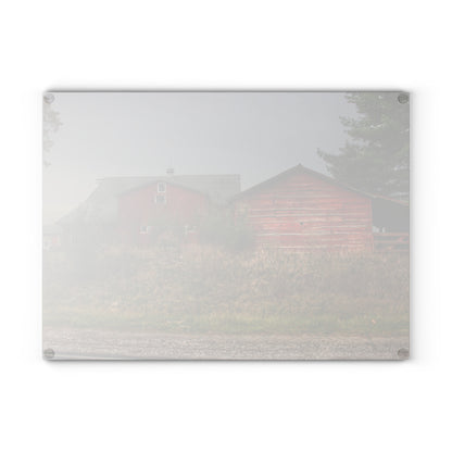 U R There Photography Goodrich Baldwin Road Reds I Rustic Farmhouse Tempered-Glass Cutting Board