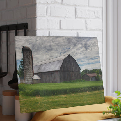 U R There Photography West Tuscola Road Grey Rustic Farmhouse Tempered-Glass Cutting Board