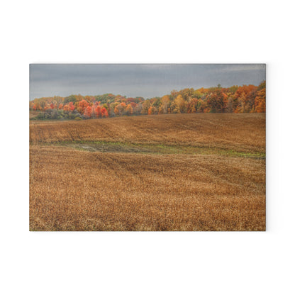 U R There Photography Colors of Fall on Lippincott Road Rustic Farmhouse Tempered-Glass Cutting Board
