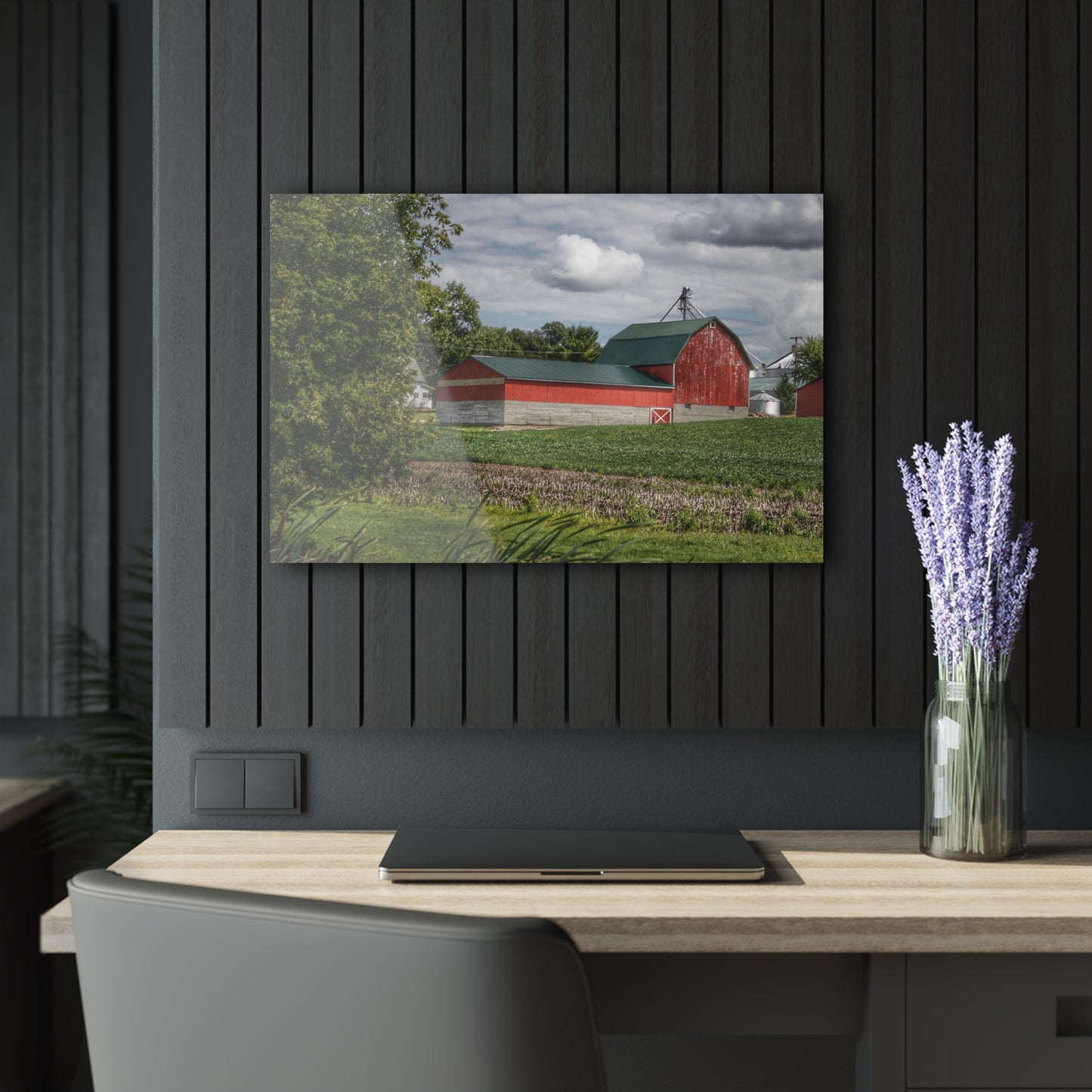 U R There Photography Haines Road Cornfield Reds Rustic Farmhouse Acrylic Wall Print