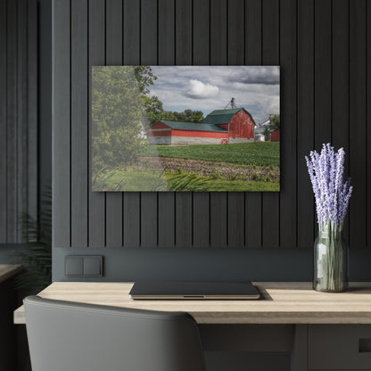 U R There Photography Haines Road Cornfield Reds Rustic Farmhouse Acrylic Wall Print