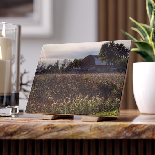 U R There Photography Brown City Road Red Rustic Farmhouse Decorative Ceramic Tile