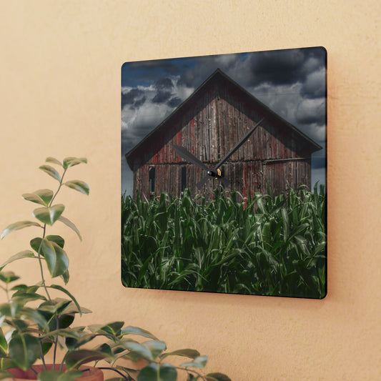 Rustic Farmhouse Wall Clock featuring Above the July Corn