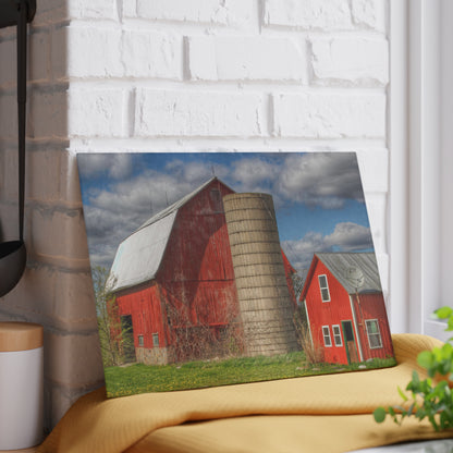 U R There Photography McDowell Road Reds I Rustic Farmhouse Tempered-Glass Cutting Board