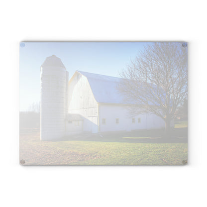 U R There Photography Elba White Rustic Farmhouse Tempered-Glass Cutting Board