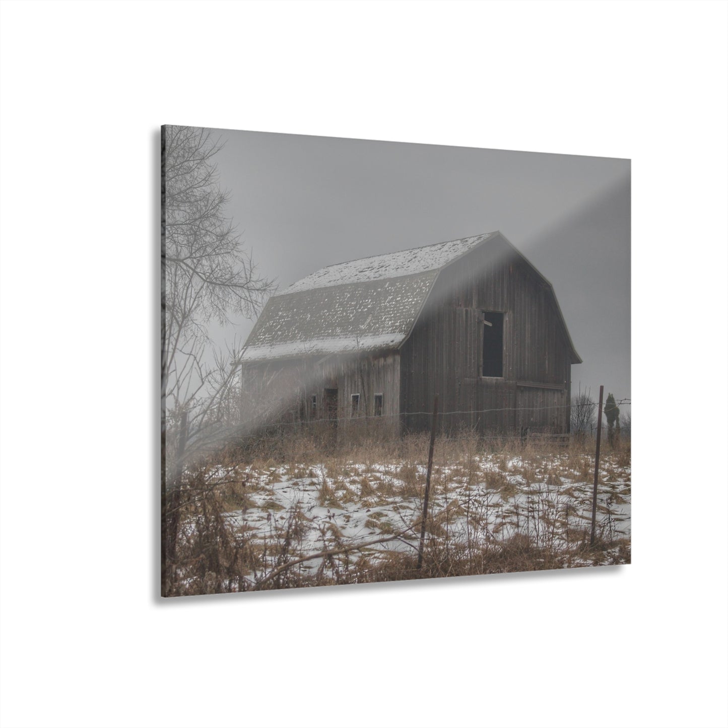 U R There Photography South Kirk Road Grey Rustic Farmhouse Acrylic Wall Print