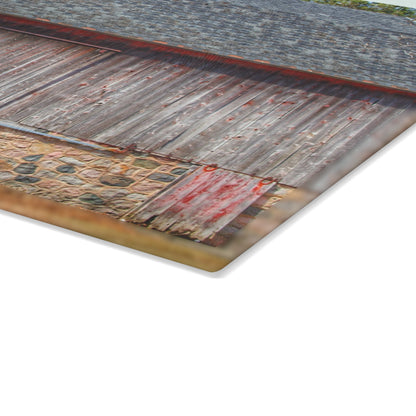 U R There Photography Leix Road Stone Red Rustic Farmhouse Tempered-Glass Cutting Board