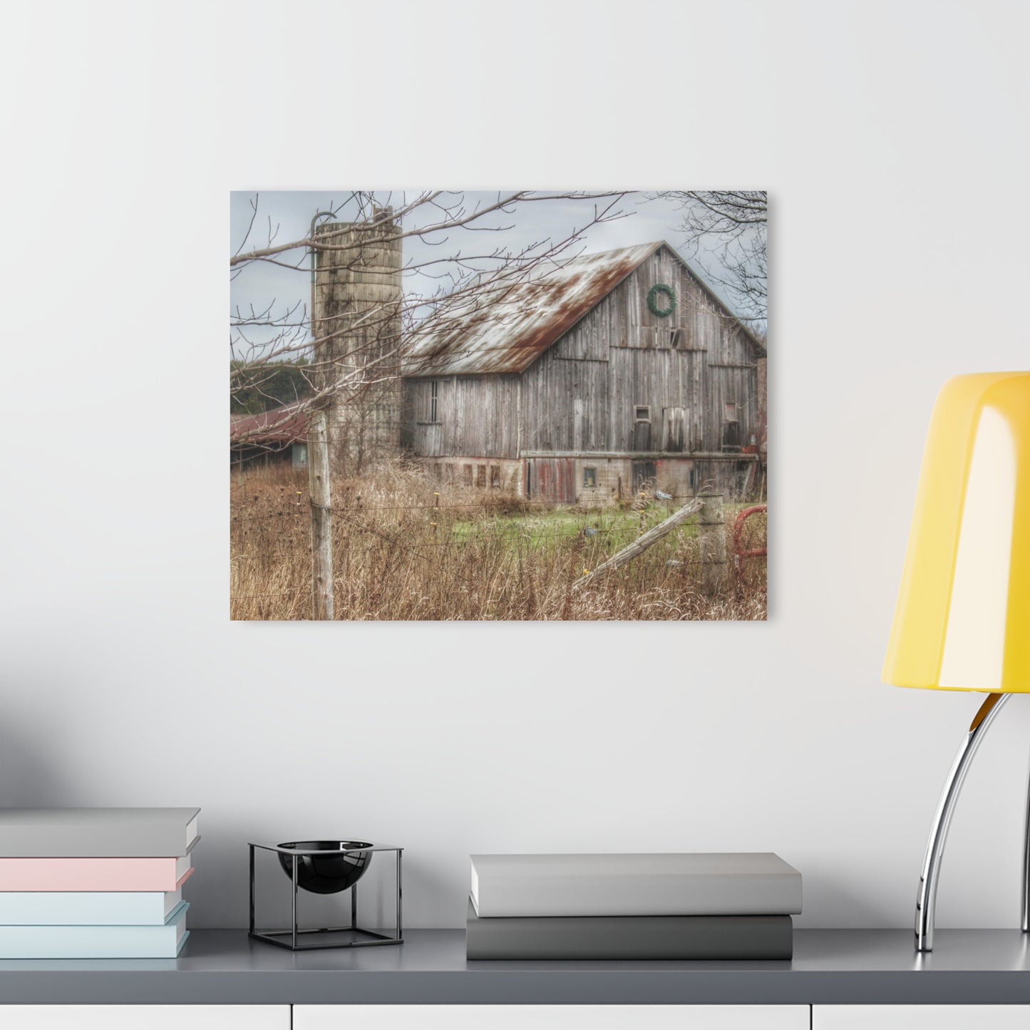 U R There Photography Churchill Christmas Barn I Rustic Farmhouse Acrylic Wall Print