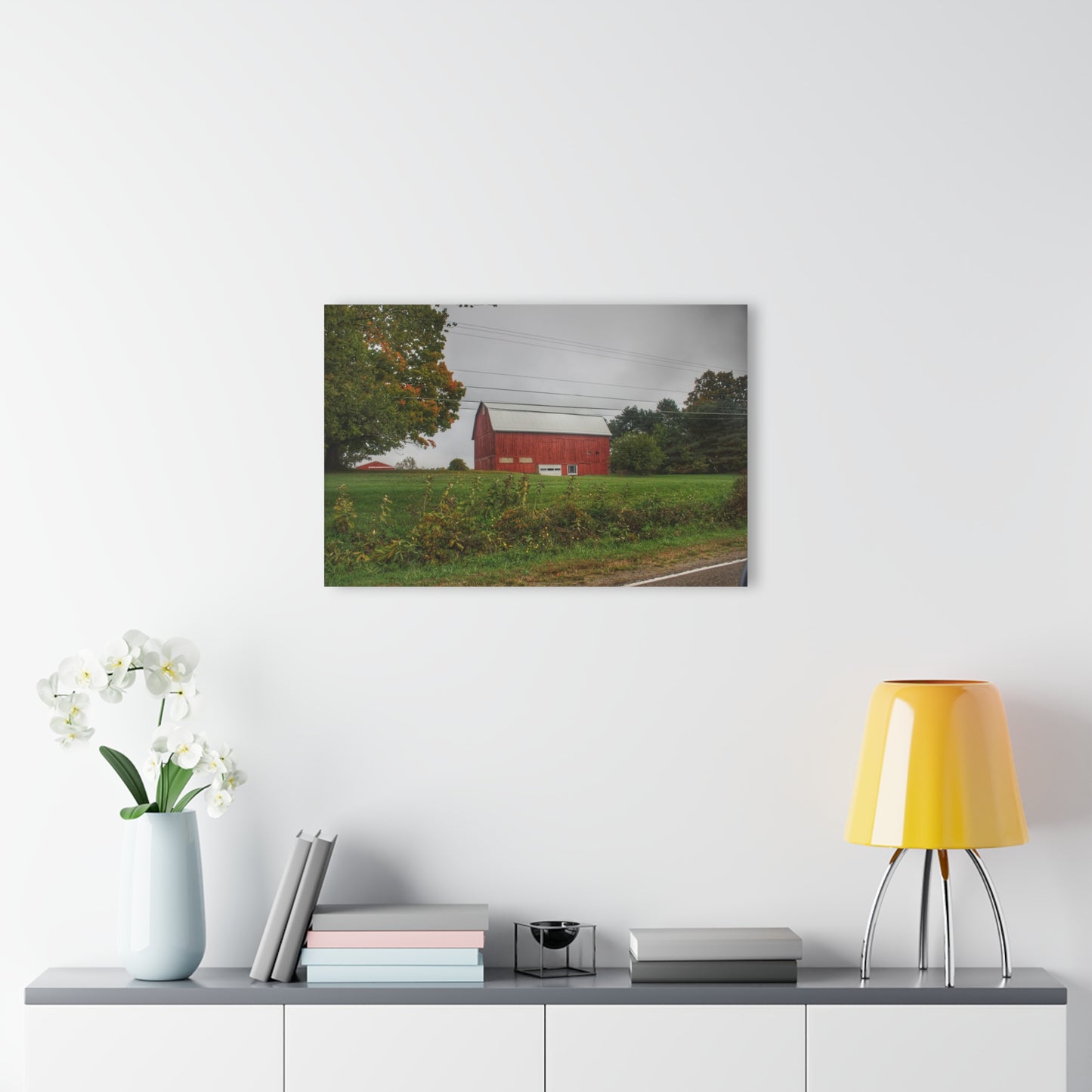U R There Photography Bronson Lake Road Red Rustic Farmhouse Acrylic Wall Print
