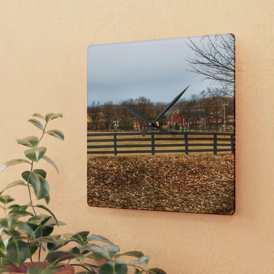 U R There Photography Barber Road Farm I Rustic Farmhouse Acrylic Analog Wall Clock