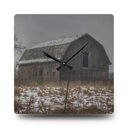 U R There Photography South Kirk Road Grey Rustic Farmhouse Acrylic Analog Wall Clock